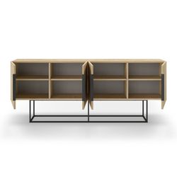 Buffet en bois et métal en chêne et noir, 200 x 40 x 79,7 cm | Titan