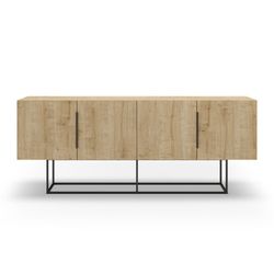 Buffet en bois et métal en chêne et noir, 200 x 40 x 79,7 cm | Titan