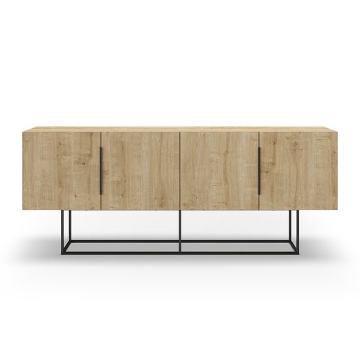 Buffet en bois et métal en chêne et noir, 200 x 40 x 79,7 cm | Titan