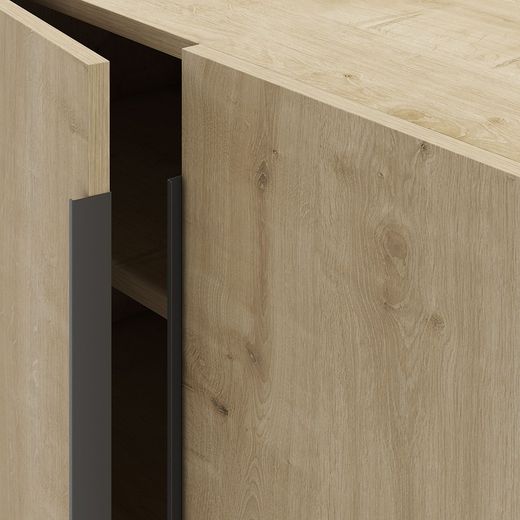 Buffet en bois et métal en chêne et noir, 200 x 40 x 79,7 cm | Titan