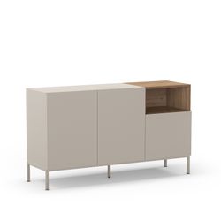 Dressoir van hout en metaal, crème en eikenkleur, 140 x 42 x 80 cm | Cailin