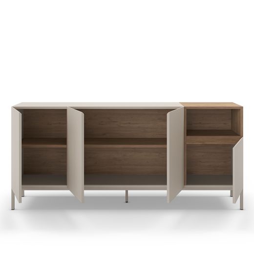 Komoda z drewna i metalu, kolor kremowy i dębowy, 180 x 42 x 80 cm | Cailin