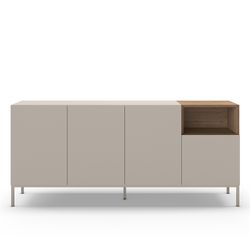 Komoda z drewna i metalu, kolor kremowy i dębowy, 180 x 42 x 80 cm | Cailin