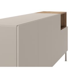 Komoda z drewna i metalu, kolor kremowy i dębowy, 180 x 42 x 80 cm | Cailin