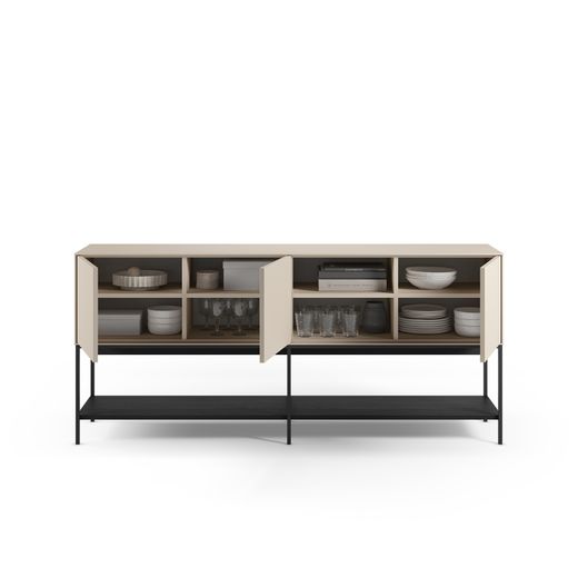 Cream and black wood and metal sideboard, 180 x 40 x 80 cm | Amira