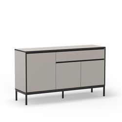 Drewniano-metalowa komoda w kolorze szarym i czarnym, 140 x 40 x 80 cm | Lorenza