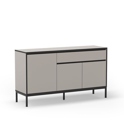 Aparador de madera y metal en gris y negro, 140 x 40 x 80 cm | Lorenza