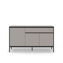 Drewniano-metalowa komoda w kolorze szarym i czarnym, 140 x 40 x 80 cm | Lorenza