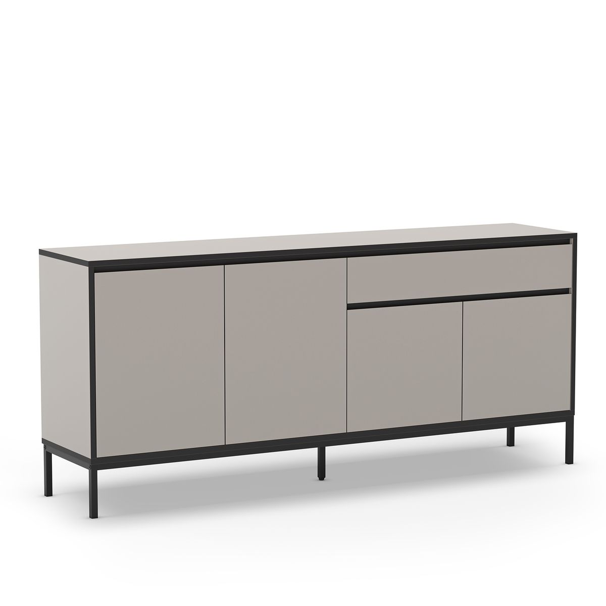 Aparador de madera y metal en gris y negro, 180 x 40 x 80 cm | Lorenza