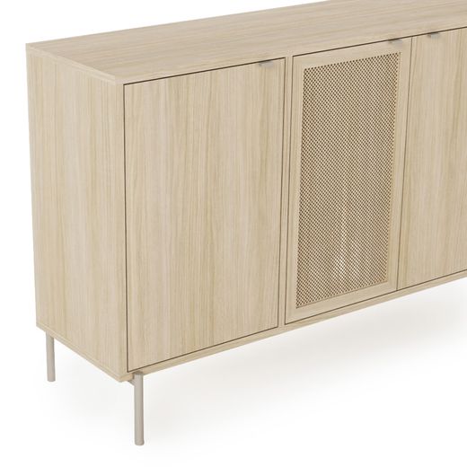 Buffet en bois et métal finition naturelle, 125 x 40 x 80 cm | Inti