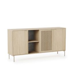 Wooden and metal sideboard in natural finish, 164 x 44 x 80 cm | Inti