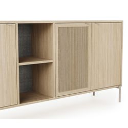 Wooden and metal sideboard in natural finish, 164 x 44 x 80 cm | Inti