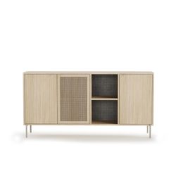Wooden and metal sideboard in natural finish, 164 x 44 x 80 cm | Inti