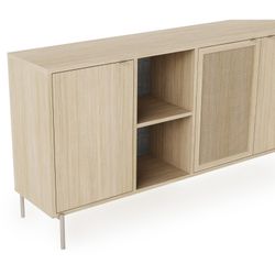 Wooden and metal sideboard in natural finish, 164 x 44 x 80 cm | Inti