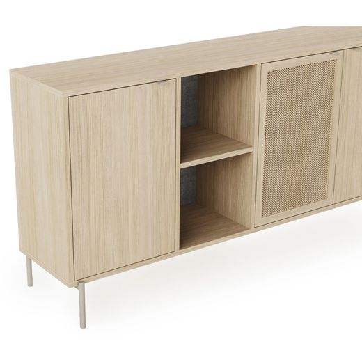 Wooden and metal sideboard in natural finish, 164 x 44 x 80 cm | Inti