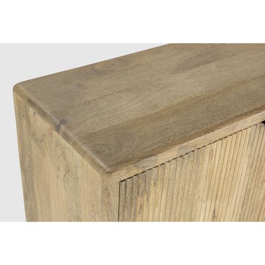 Wood and metal sideboard in natural and black, 150 x 40 x 85 cm | Mundra