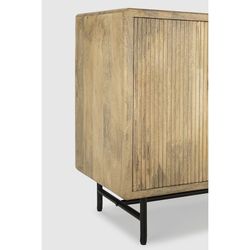 Wood and metal sideboard in natural and black, 150 x 40 x 85 cm | Mundra