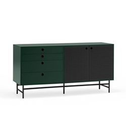 Dark green and black wood and metal sideboard, 150 x 47 x 77 cm | Punto