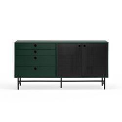 Dark green and black wood and metal sideboard, 150 x 47 x 77 cm | Punto