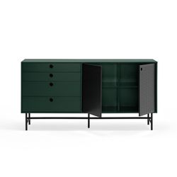 Dark green and black wood and metal sideboard, 150 x 47 x 77 cm | Punto