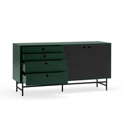 Dark green and black wood and metal sideboard, 150 x 47 x 77 cm | Punto