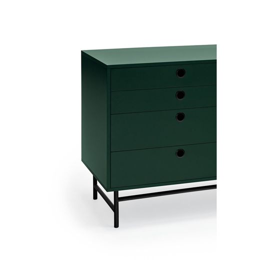 Dark green and black wood and metal sideboard, 150 x 47 x 77 cm | Punto