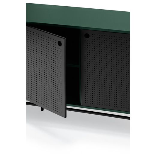 Dark green and black wood and metal sideboard, 150 x 47 x 77 cm | Punto