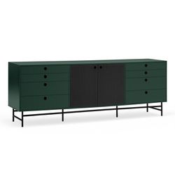 Dark green and black wood and metal sideboard, 212 x 47 x 77 cm | Punto