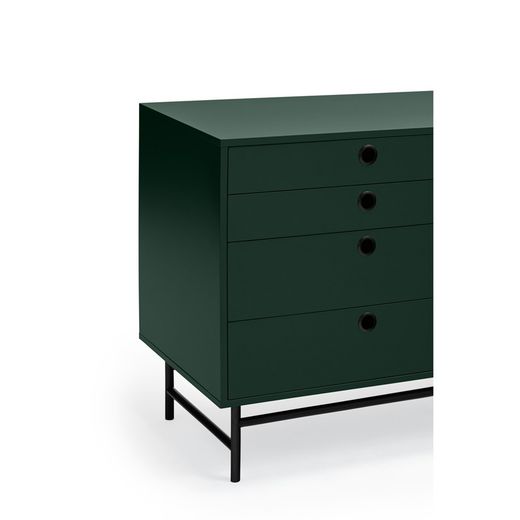 Dark green and black wood and metal sideboard, 212 x 47 x 77 cm | Punto