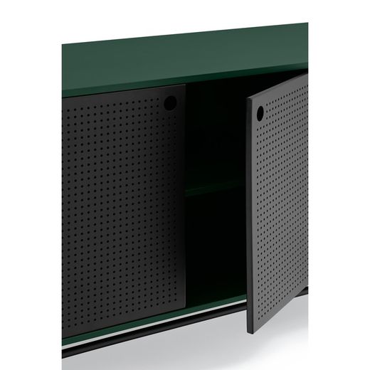 Dark green and black wood and metal sideboard, 212 x 47 x 77 cm | Punto