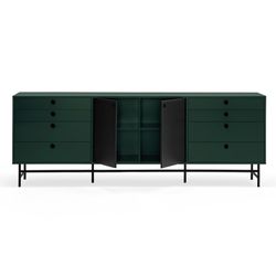 Dark green and black wood and metal sideboard, 212 x 47 x 77 cm | Punto