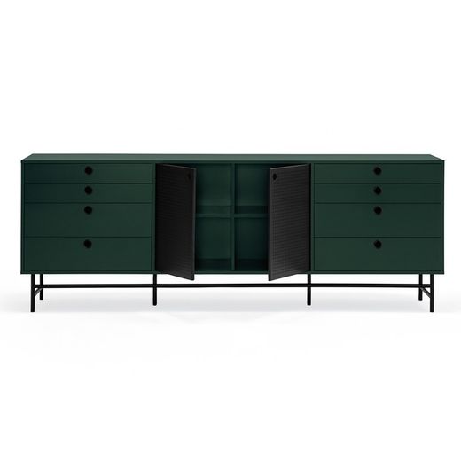 Dark green and black wood and metal sideboard, 212 x 47 x 77 cm | Punto