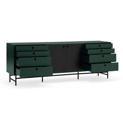 Dark green and black wood and metal sideboard, 212 x 47 x 77 cm | Punto