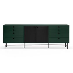 Dark green and black wood and metal sideboard, 212 x 47 x 77 cm | Punto