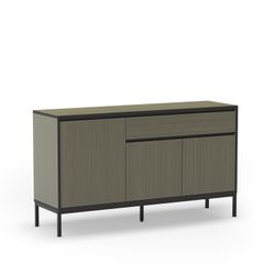 Drewniano-metalowa komoda w kolorze zielono-czarnym, 140 x 40 x 80 cm | Lorenza