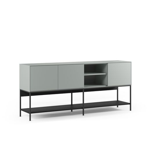 Aparador de madera y metal en verde y negro, 180 x 40 x 80 cm | Amira