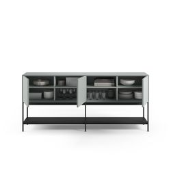 Buffet en bois et métal vert et noir, 180 x 40 x 80 cm | Amira