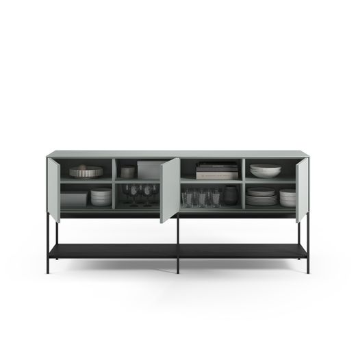 Buffet en bois et métal vert et noir, 180 x 40 x 80 cm | Amira