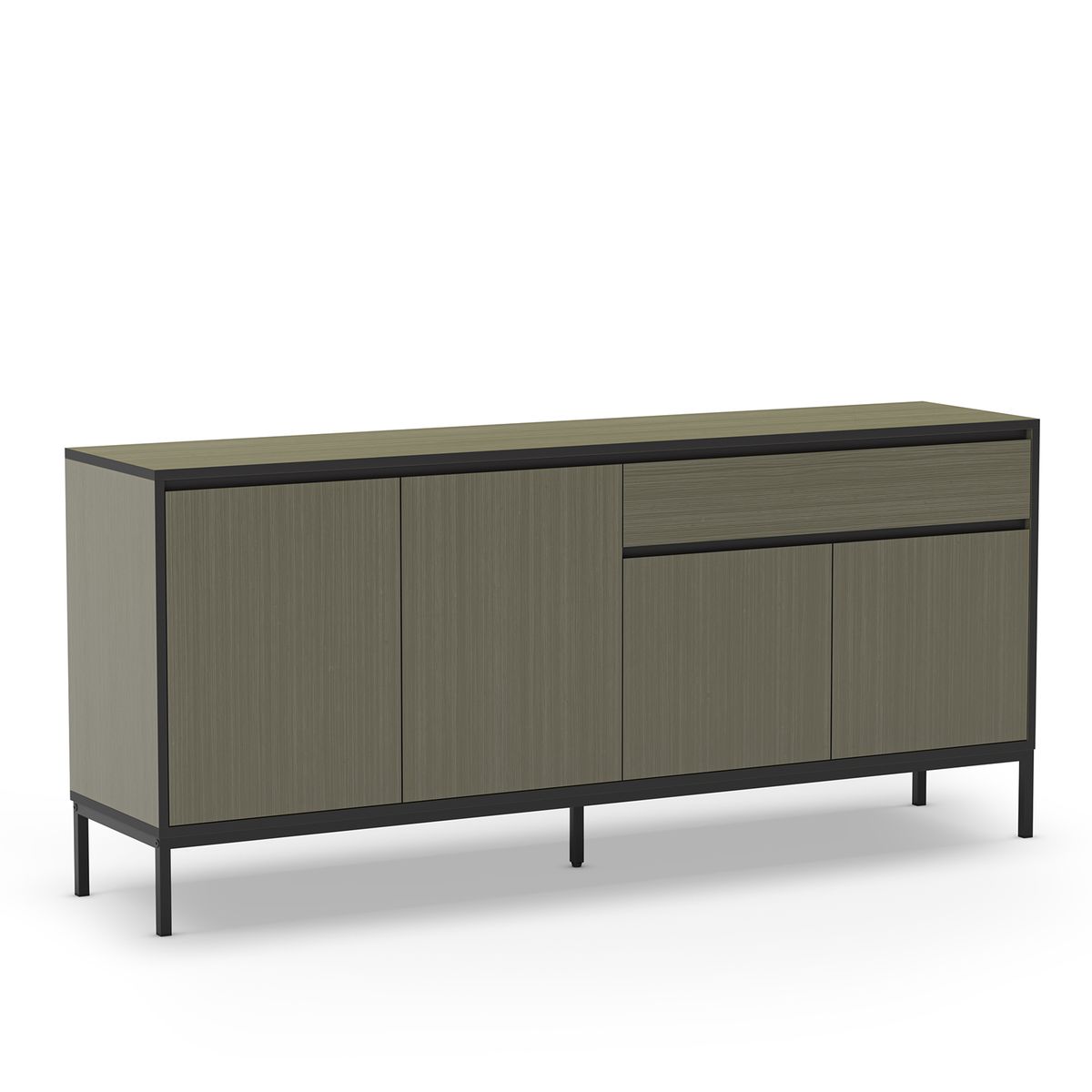 Aparador de madera y metal en verde y negro, 180 x 40 x 80 cm | Lorenza