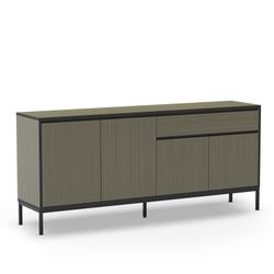 Drewniano-metalowa komoda w kolorze zielono-czarnym, 180 x 40 x 80 cm | Lorenza