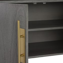 Credenza in legno e metallo grigio/oro, 180x46x94cm