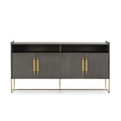 Credenza in legno e metallo grigio/oro, 180x46x94cm
