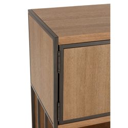 Kredens z naturalnego/czarnego drewna i metalu, 90x40x120,5 cm