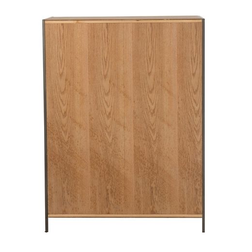 Kredens z naturalnego/czarnego drewna i metalu, 90x40x120,5 cm