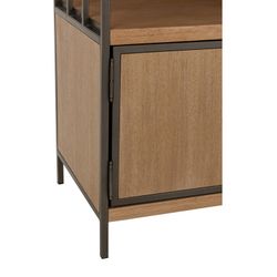 Kredens z naturalnego/czarnego drewna i metalu, 90x40x120,5 cm