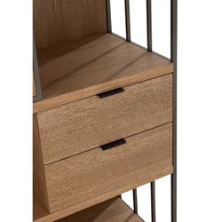 Kredens z naturalnego/czarnego drewna i metalu, 90x40x120,5 cm