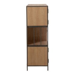 Kredens z naturalnego/czarnego drewna i metalu, 90x40x120,5 cm