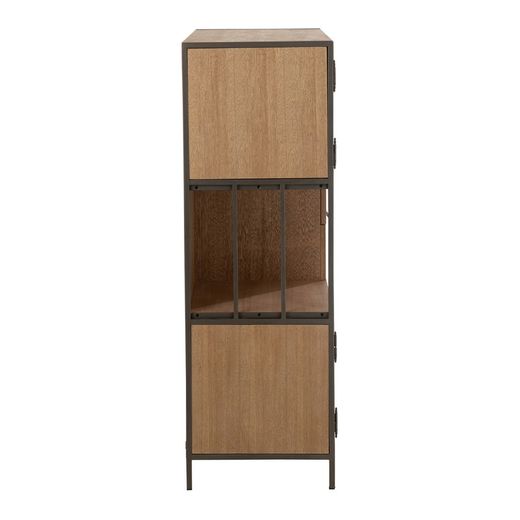 Kredens z naturalnego/czarnego drewna i metalu, 90x40x120,5 cm