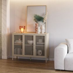 Metal sideboard in sand, 121 x 40 x 90 cm | Fayna