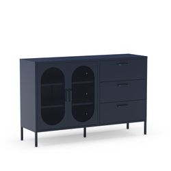 Metal sideboard in blue, 140 x 40 x 90 cm | Diora